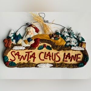 Joelson Industries Santa Claus Lane Christmas Hanging Sign Wall Door Decor Vtg